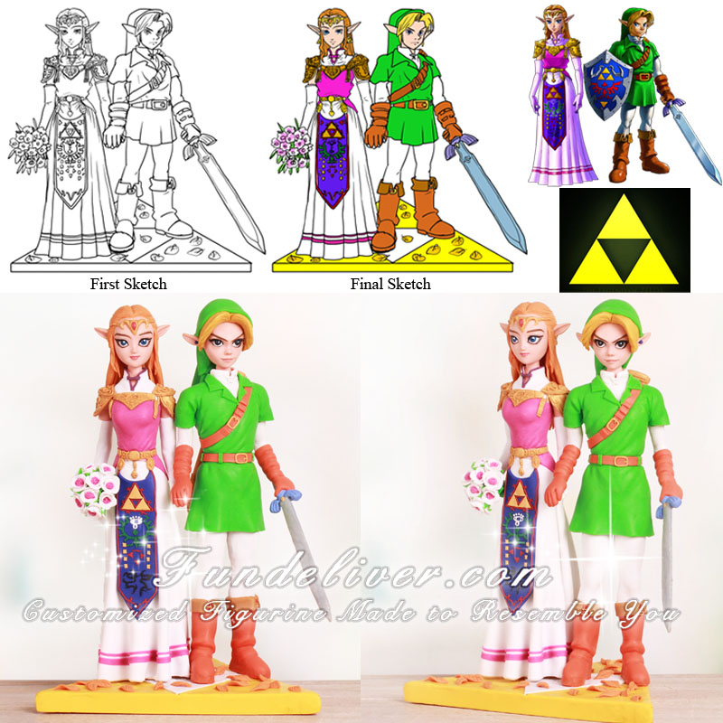 Princess Zelda and Link Wedding Cake Toppers